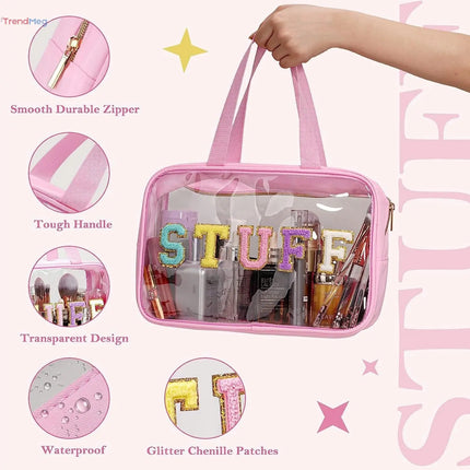 clear makeup bag Waterproof Makeup Bag, Portable Cosmetic Storage Bag, Zipper Toiletry Bag for Travel, Makeup Organizer for Home trendmeg