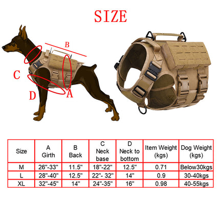 Outdoor Tactical Dog  Vest – Multifunctional Waterproof Nylon Suit with Cobra Buckle for Training & Combat