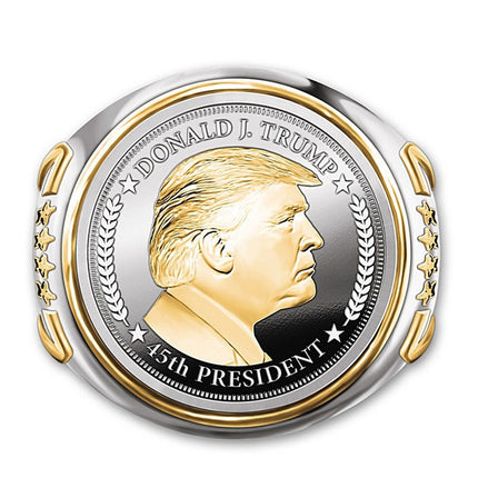 Personalized American President Trump Ring Two-color European and American Hip-Hop Trump Jewelry Men