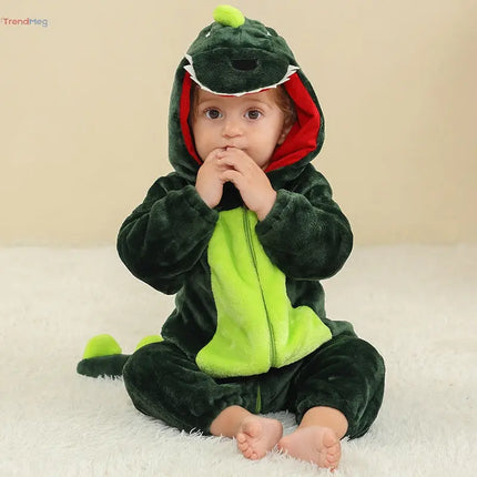 New Baby Dinosaur Flannel Crawling Jumpsuit, Infant Pajamas & Onesie trendmeg