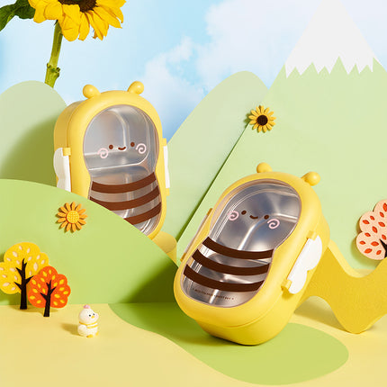 cute lunch box Food grade cute little bee stainless steel insulation compartment lunch box bento lunch box