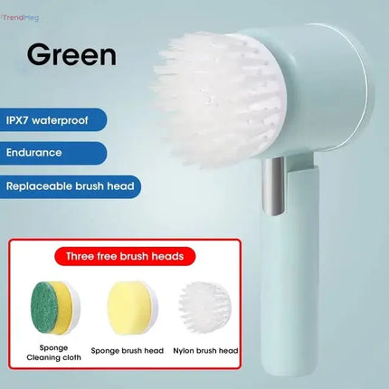 Electric Spin Scrubber – 5-in-1 Power Cleaning Brush with 5 Replaceable Heads for Bathroom & Home trendmeg