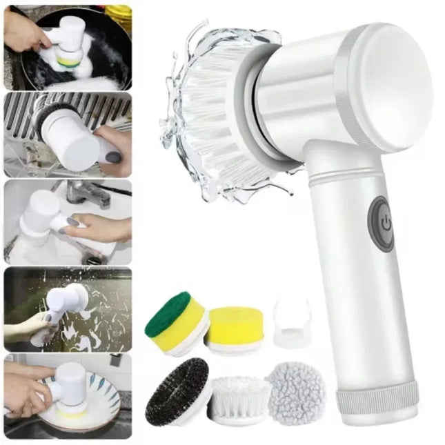 Electric Spin Scrubber – 5-in-1 Power Cleaning Brush with 5 Replaceable Heads for Bathroom & Home