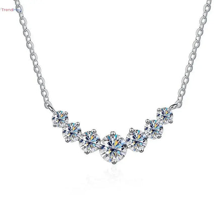 women's jewelry Moissanite Necklace  – 925 Sterling Silver with 18K White Gold Plating, Certified Fine Wedding Jewelry trendmeg