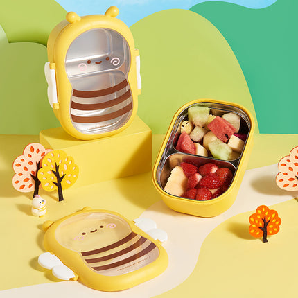 cute lunch box Food grade cute little bee stainless steel insulation compartment lunch box bento lunch box