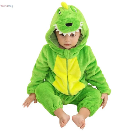 New Baby Dinosaur Flannel Crawling Jumpsuit, Infant Pajamas & Onesie trendmeg