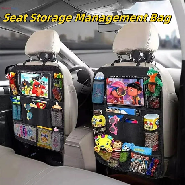 Multifunctional Car Seat Organizer with Touchscreen Tablet Holder – Durable Oxford Fabric, Multi-Pocket Backseat Storage Bag trendmeg