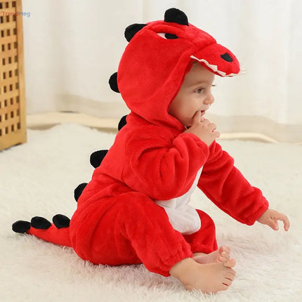 New Baby Dinosaur Flannel Crawling Jumpsuit, Infant Pajamas & Onesie trendmeg