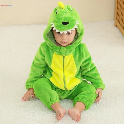 New Baby Dinosaur Flannel Crawling Jumpsuit, Infant Pajamas & Onesie trendmeg