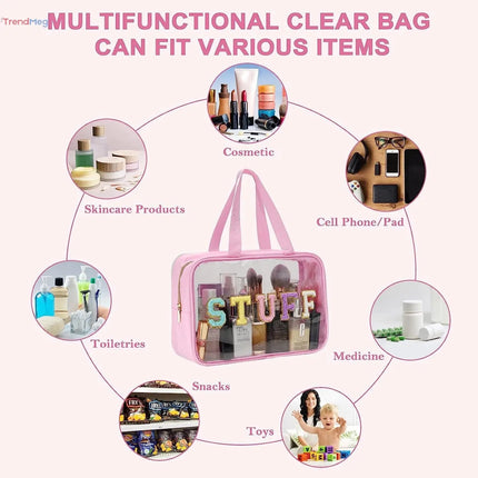 clear makeup bag Waterproof Makeup Bag, Portable Cosmetic Storage Bag, Zipper Toiletry Bag for Travel, Makeup Organizer for Home trendmeg