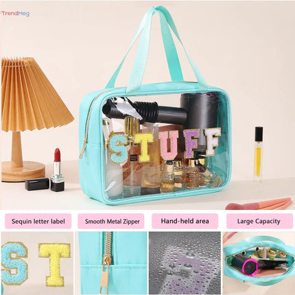 clear makeup bag Waterproof Makeup Bag, Portable Cosmetic Storage Bag, Zipper Toiletry Bag for Travel, Makeup Organizer for Home trendmeg