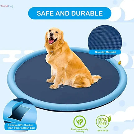 Interactive Summer pet toys Splash Sprinkler Pad – Outdoor Water Play Mat for Dogs, Cats, and Kids trendmeg