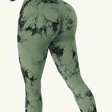 Workout Leggings, Women`s Tie-Dye High-Waist Seamless Yoga Pants – Stretch Fitness Leggings for a Peach-Lift Effect trendmeg