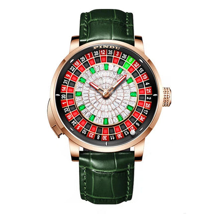 NH35A Mechanical Luxury Men's Watch with Push Button Russian Roulette Game, Sapphire Crystal, and Diamond-Accent Dial