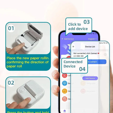 Printer for Travel Portable Mini Bluetooth Thermal Printer – Inkless Sticker, Label, and Receipt Printer for Android & iOS, Ideal for Photos, Memos, Journals, and Travel trendmeg