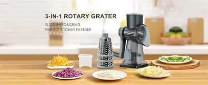 kitchen tools 3-in-1 Rotary Cheese Grater – Manual Vegetable Slicer, Nut Grinder, and Cheese Shredder trendmeg