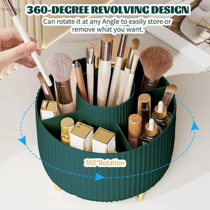 360° Rotating 5-Slot Makeup Brush Holder & Multi-Functional Organizer for Vanity, Desk, or Bathroom Storage trendmeg