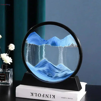 3D Moving Sand Art Picture - Round Glass Deep Sea Sandscape Hourglass Quicksand Flowing Sand Painting for Office & Home Decor Gift trendmeg