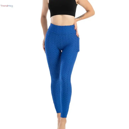 Women's High-Waist Slim Fit Bubble Leggings – Stretchy Fitness Pants for Gym, Running, and Cycling trendmeg