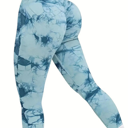 Workout Leggings, Women`s Tie-Dye High-Waist Seamless Yoga Pants – Stretch Fitness Leggings for a Peach-Lift Effect trendmeg