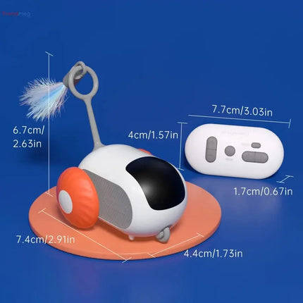 Interactive Cat Toy Remote Control Electric Cat Toy – Intelligent Sports Car with Feathers & Mice for Pet Entertainment trendmeg