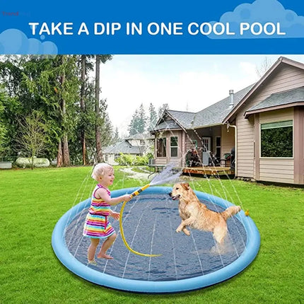 Interactive Summer pet toys Splash Sprinkler Pad – Outdoor Water Play Mat for Dogs, Cats, and Kids trendmeg