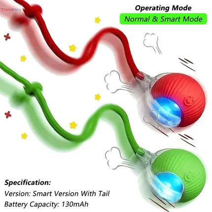 Smart Cat Interactive Rolling Ball Toy with Tail – Rechargeable Automatic Mouse-Inspired Pet Play Toy trendmeg