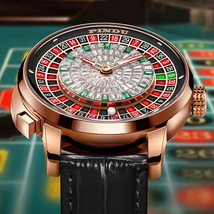 NH35A Mechanical Luxury Men's Watch with Push Button Russian Roulette Game, Sapphire Crystal, and Diamond-Accent Dial