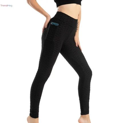 Women's High-Waist Slim Fit Bubble Leggings – Stretchy Fitness Pants for Gym, Running, and Cycling trendmeg