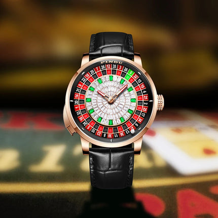 NH35A Mechanical Luxury Men's Watch with Push Button Russian Roulette Game, Sapphire Crystal, and Diamond-Accent Dial