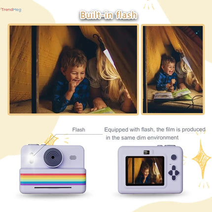 Instant Print Camera for Kids – Portable Thermal Mini Printer with 2.8-inch HD Video, Digital Photo Toy, Perfect Gift for Children trendmeg