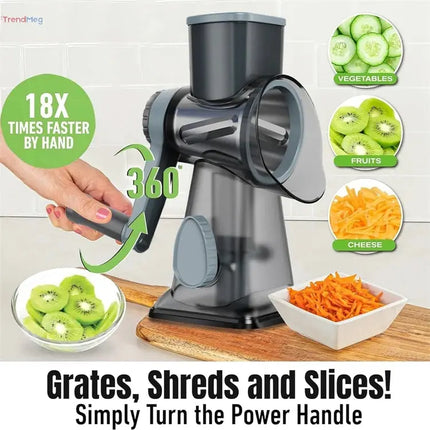 kitchen tools 3-in-1 Rotary Cheese Grater – Manual Vegetable Slicer, Nut Grinder, and Cheese Shredder trendmeg