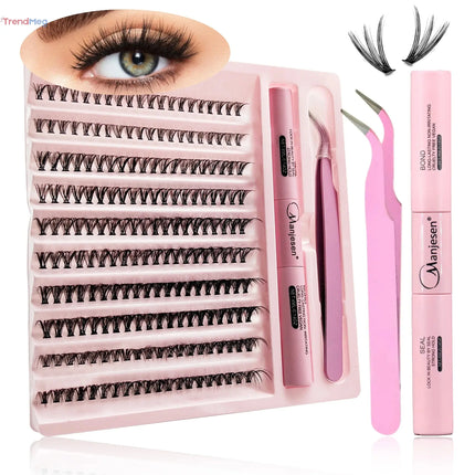 DIY Lash Extension Kit with 200 Cluster Lashes, Bond & Seal Glue, and Essential Makeup Tools trendmeg