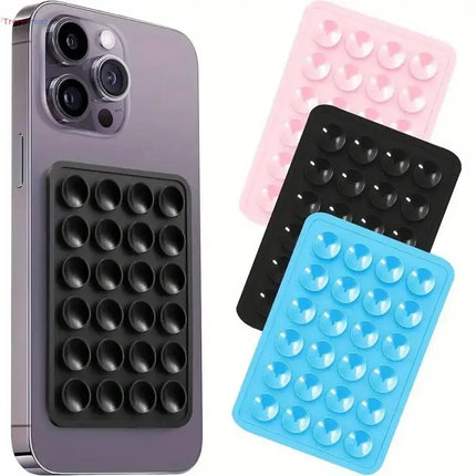 Silicone Suction Phone Holder Mat - Multifunctional Anti-Slip Wall Mount with Suction Cups, Square Design, and Single-Sided Back Sticker trendmeg