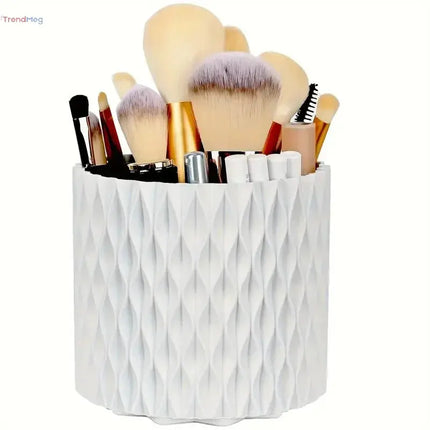 360° Rotating 5-Slot Makeup Brush Holder & Multi-Functional Organizer for Vanity, Desk, or Bathroom Storage trendmeg