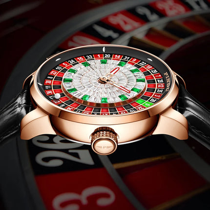 NH35A Mechanical Luxury Men's Watch with Push Button Russian Roulette Game, Sapphire Crystal, and Diamond-Accent Dial