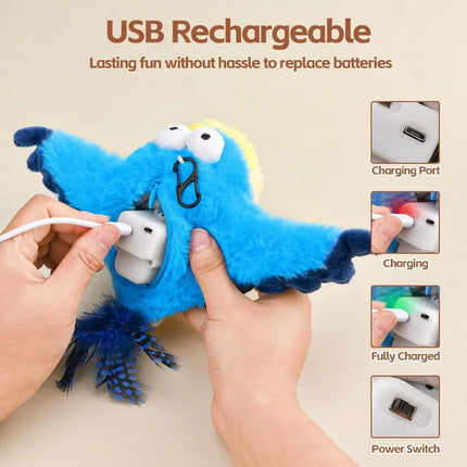 Rechargeable Interactive Cat Toy – Chirping Flapping Bird with Catnip, Touch-Activated Plush for Indoor Cats & Kittens, Perfect for Exercise & Play trendmeg