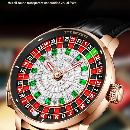 NH35A Mechanical Luxury Men's Watch with Push Button Russian Roulette Game, Sapphire Crystal, and Diamond-Accent Dial