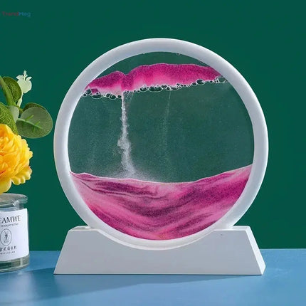 3D Moving Sand Art Picture - Round Glass Deep Sea Sandscape Hourglass Quicksand Flowing Sand Painting for Office & Home Decor Gift trendmeg