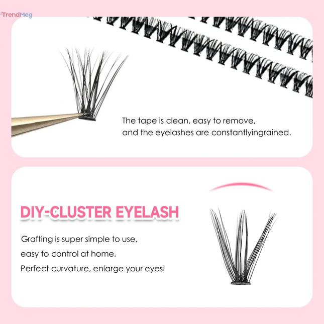 DIY Lash Extension Kit with 200 Cluster Lashes, Bond & Seal Glue, and Essential Makeup Tools trendmeg