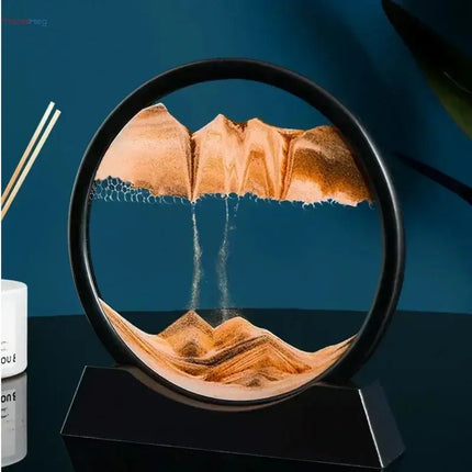 3D Moving Sand Art Picture - Round Glass Deep Sea Sandscape Hourglass Quicksand Flowing Sand Painting for Office & Home Decor Gift trendmeg