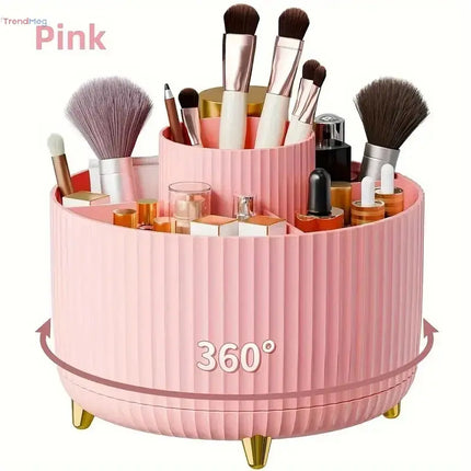 360° Rotating 5-Slot Makeup Brush Holder & Multi-Functional Organizer for Vanity, Desk, or Bathroom Storage trendmeg