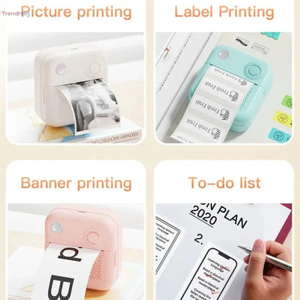 Printer for Travel Portable Mini Bluetooth Thermal Printer – Inkless Sticker, Label, and Receipt Printer for Android & iOS, Ideal for Photos, Memos, Journals, and Travel trendmeg