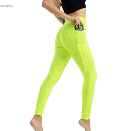 Women's High-Waist Slim Fit Bubble Leggings – Stretchy Fitness Pants for Gym, Running, and Cycling trendmeg