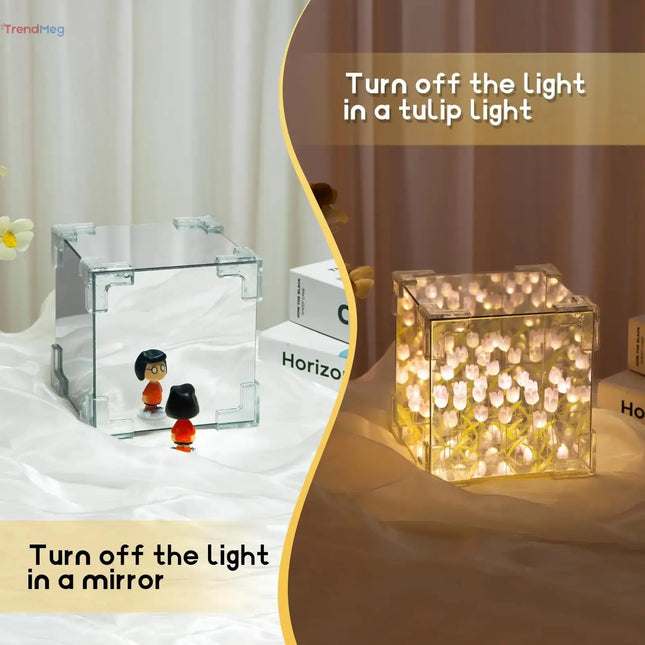 tulip lamp LED Night Light – 2-in-1 Decorative Table Lamp & Mirror for Birthday and Christmas Gifts trendmeg