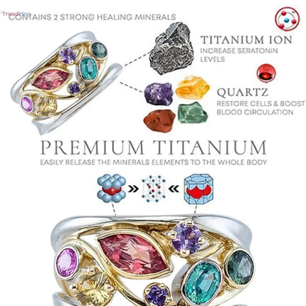 Women Magnetic Therapy Ring Torina Crystal Quartz Ionix Ring Ionix Therapy Quartz Crystal Ring for Weight Loss Lymph Drainage trendmeg