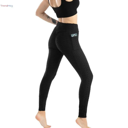 Women's High-Waist Slim Fit Bubble Leggings – Stretchy Fitness Pants for Gym, Running, and Cycling trendmeg