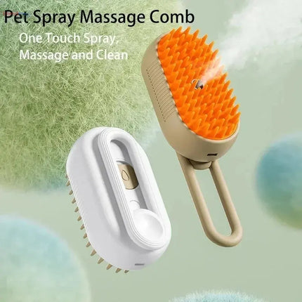 3-in-1 Steamy Pet Grooming Brush – Electric Spray Dog & Cat Hair Brush for Massage, Detangling, and Loose Hair Removal trendmeg