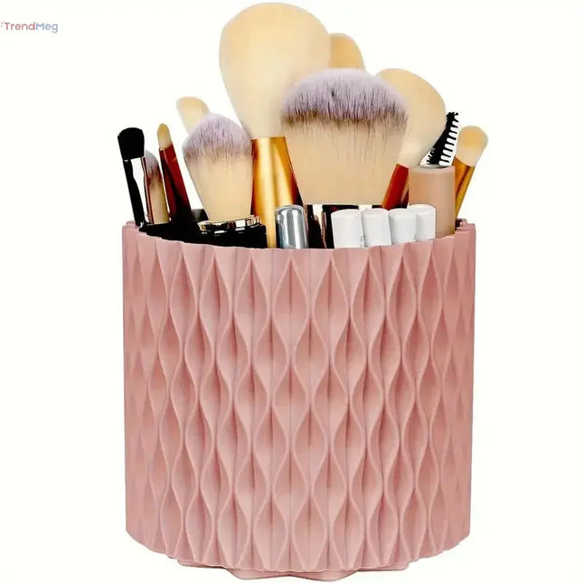 360° Rotating 5-Slot Makeup Brush Holder & Multi-Functional Organizer for Vanity, Desk, or Bathroom Storage trendmeg