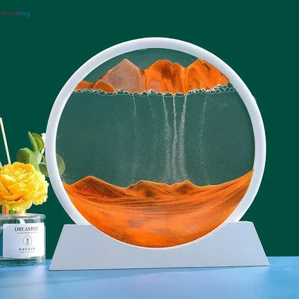 3D Moving Sand Art Picture - Round Glass Deep Sea Sandscape Hourglass Quicksand Flowing Sand Painting for Office & Home Decor Gift trendmeg